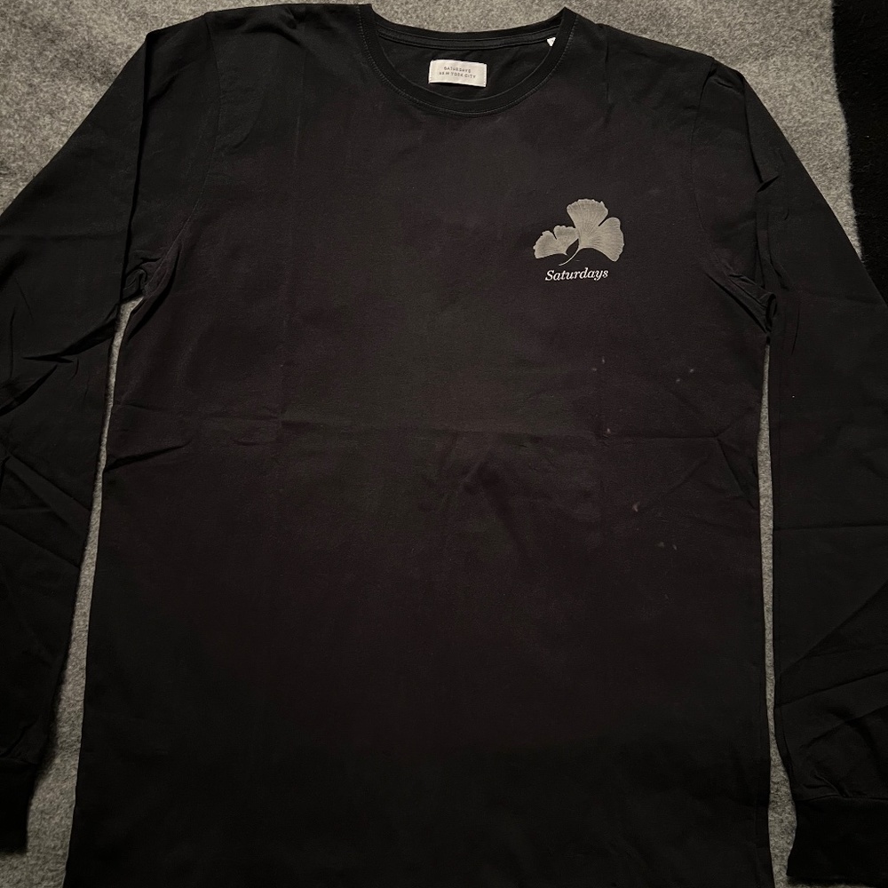 SATURDAYS NYC "Ginkgo" Black L/S Graphic T-Shirt L